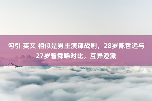 勾引 英文 相似是男主演谍战剧，28岁陈哲远与27岁曾舜晞对比，互异澄澈