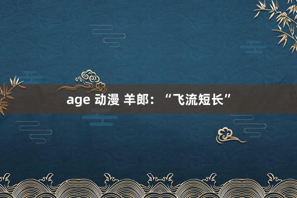 age 动漫 羊郎：“飞流短长”