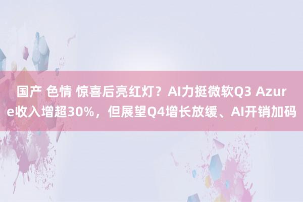 国产 色情 惊喜后亮红灯？AI力挺微软Q3 Azure收入增超30%，但展望Q4增长放缓、AI开销加码