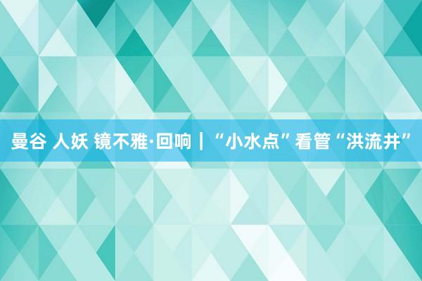 曼谷 人妖 镜不雅·回响｜“小水点”看管“洪流井”