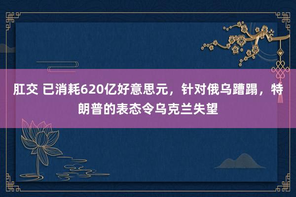 肛交 已消耗620亿好意思元，针对俄乌蹧蹋，特朗普的表态令乌克兰失望