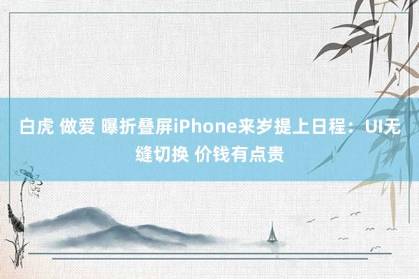 白虎 做爱 曝折叠屏iPhone来岁提上日程：UI无缝切换 价钱有点贵