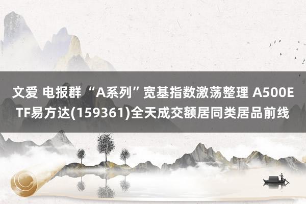 文爱 电报群 “A系列”宽基指数激荡整理 A500ETF易方