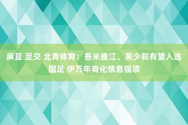 麻豆 足交 北青体育：吾米提江、吴少聪有望入选国足 伊万年青