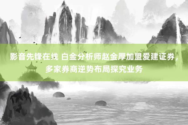 影音先锋在线 白金分析师赵金厚加盟爱建证券，多家券商逆势布局