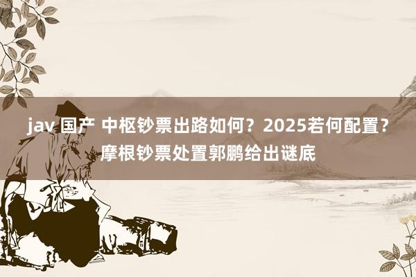 jav 国产 中枢钞票出路如何？2025若何配置？摩根钞票处置郭鹏给出谜底