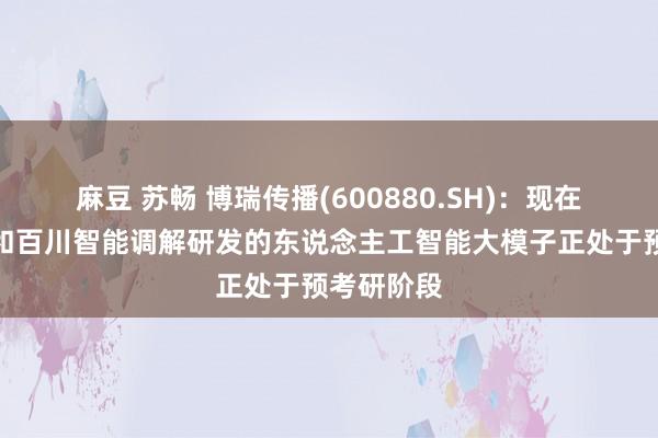 麻豆 苏畅 博瑞传播(600880.SH)：现在生学讲明和百