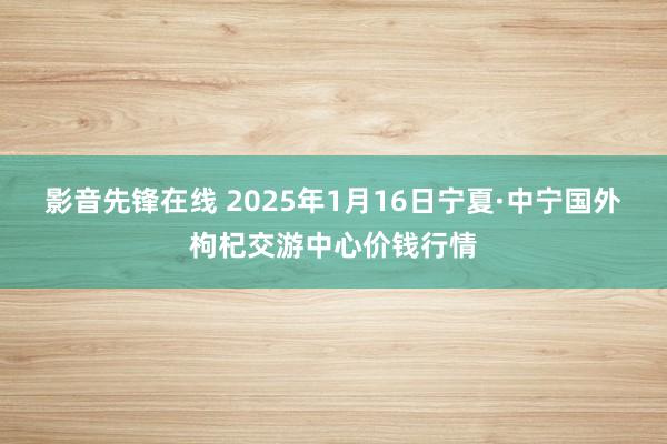 影音先锋在线 2025年1月16日宁夏·中宁国外枸杞交游中心